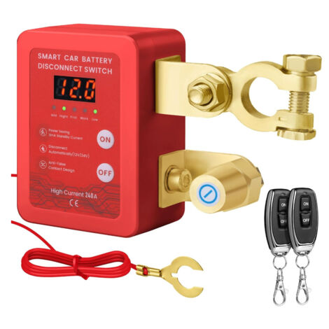 Desconectador de batería universal de 12 V/24 V para camiones: control remoto inteligente, antidescarga, pantalla roja, alta corriente