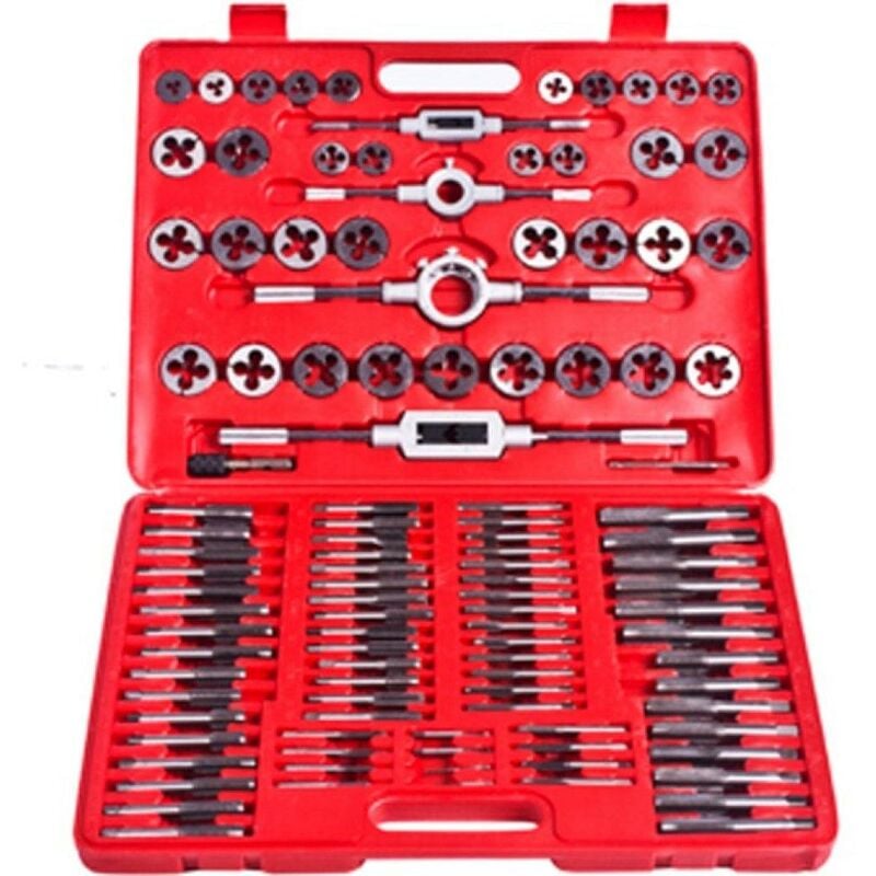 Coffret tarauds et filières 111 pièces outils garage atelier bricolage rouge