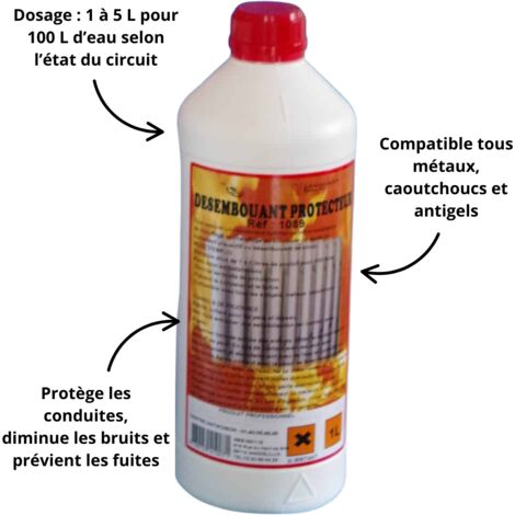 Désembouant protecteur 1 L – Prévention corrosion et tartre – Compatible tous métaux et caoutchoucs – Pour circuits de chauffage – SIC