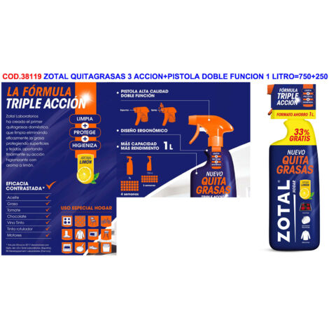 Desengrasante Multiusos Zotal con Pistola 2 Funciones 0.75 L