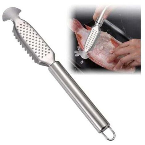 Desescamador de pescado de acero inoxidable KZQ, 23 x 3,5 cm, raspador profesional para pescado, limpiador de escamas, removedor de escamas
