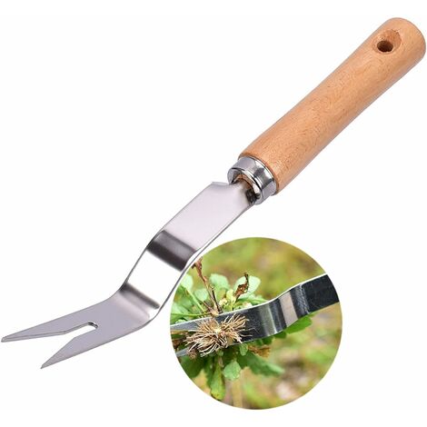 Désherbage Avec Poignée Bois Désherbeur En Acier Inoxydable De Jardin Extracteur De Mauvaises Herbes Désherbeur à Main En Acier Inoxydable Désherbeur Manuel Pour Pelouse De Jardin 28 cm x 2,3 cm