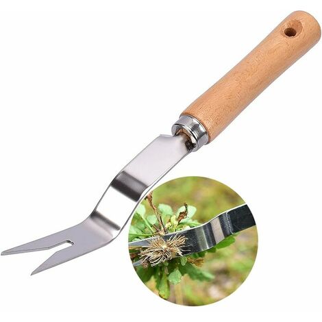 Désherbage Avec Poignée Bois Désherbeur En Acier Inoxydable De Jardin Extracteur De Mauvaises Herbes Désherbeur à Main En Acier Inoxydable Désherbeur Manuel Pour Pelouse De Jardin 28 cm x 2,3 cm
