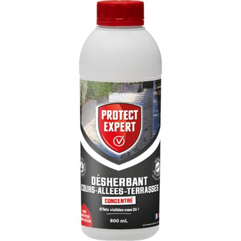 Désherbant Petites Cours Allées Concentre Protect Expert 800 ml Agit Par Contact Et Permet D'éliminer Les Mauvaises Herbes Et Mousses