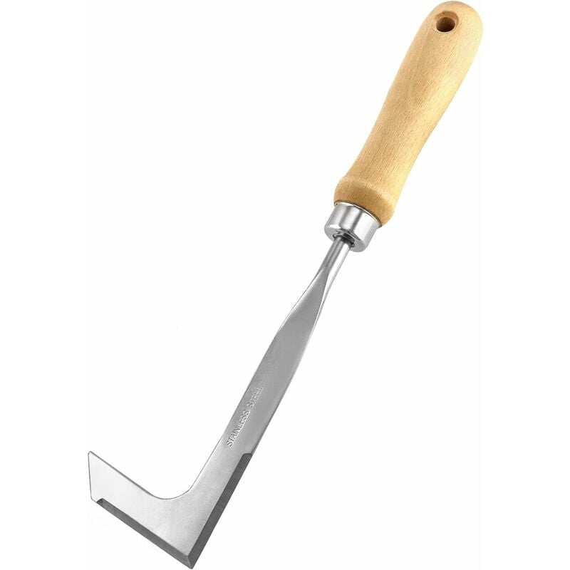 Ahlsen - Désherbeur de fissures, faucille de désherbage, couteau coupe-herbe, désherbeur manuel, couteau de patio en forme de l en acier inoxydable