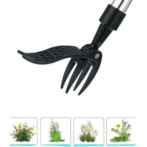 Désherbeur Debout, Extracteur de Mauvaises Herbes, Outil de Désherbage en Acier de Désherbage Manuel à Griffes Twister, Long Manche avec 4 Griffes, Racines Outil de Jardinage pour Jardin Pelouse