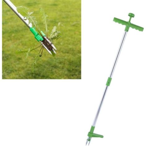 DéSherbeur Debout, Extracteur De Mauvaises Herbes Portable avec 3 Griffes à Long Manche Tueur De Racines De Pelouse De Jardin Outil De Suppression De DéSherbeuses Manuel Accessoire De Jardin