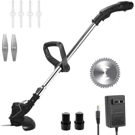 Désherbeur électrique 12 V, débroussailleuse sans fil avec perche réglable et alimentée par piles, léger et silencieux, pliable 3 en 1 pour une utilisation en extérieur, jardin et cour