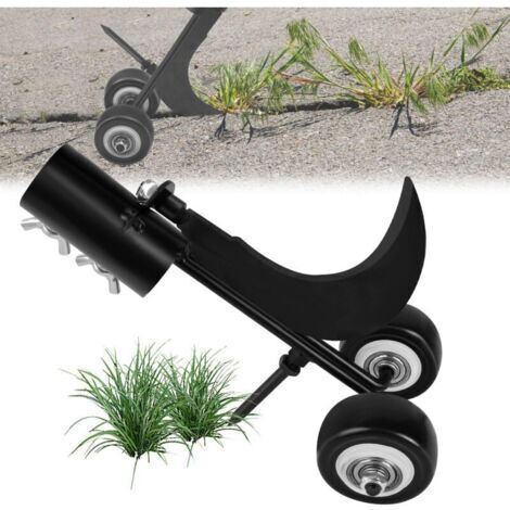 Désherbeur manuel 2 en 1 avec roues, outil d'arrachage de mauvaises herbes sur pied pour jardin, terrasse et pelouse