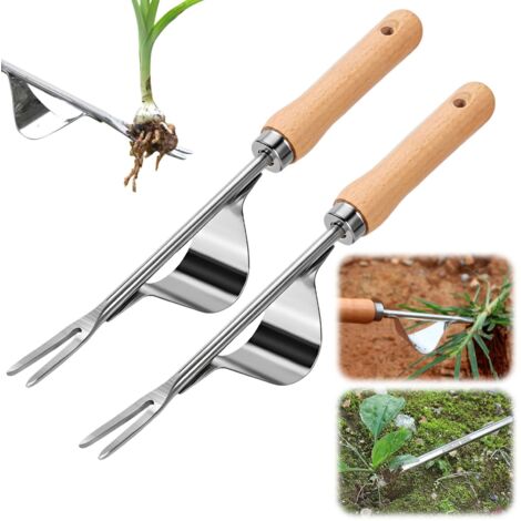 Desherbeur Manuel, 2025 Arrache Mauvaise Herbe, Arrache Pissenlit Outils Jardinage, Root Slayer en Acier Inoxydable (2PCS)