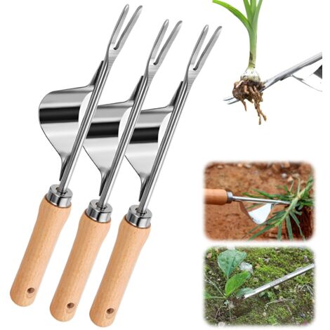Desherbeur Manuel, 2025 Arrache Mauvaise Herbe, Arrache Pissenlit Outils Jardinage, Root Slayer en Acier Inoxydable (3PCS)