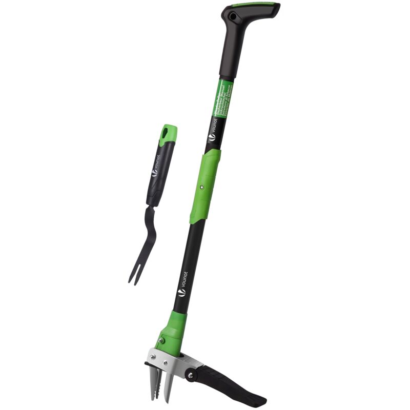 Vounot - Désherbeur manuel avec fourchette à main - Longue manche 1m - Acier inox - Extracteur arracheur racinaire de mauvaises herbes