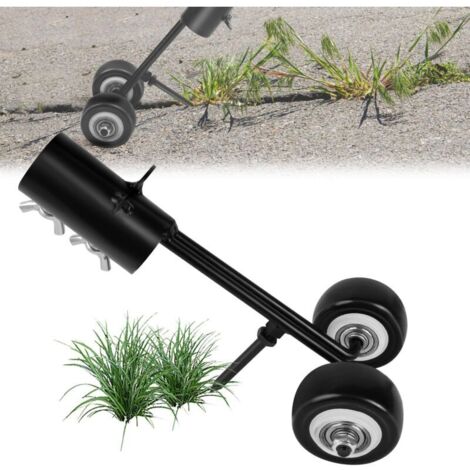 Désherbeur Manuel avec Roues, Weed Snatcher, Outil D'Élimination des Mauvaises Herbes, DéSherbage Debout, Outil de Désherbage Weeds Puller pour Jardin Patio Pelouse-Crochet Droit