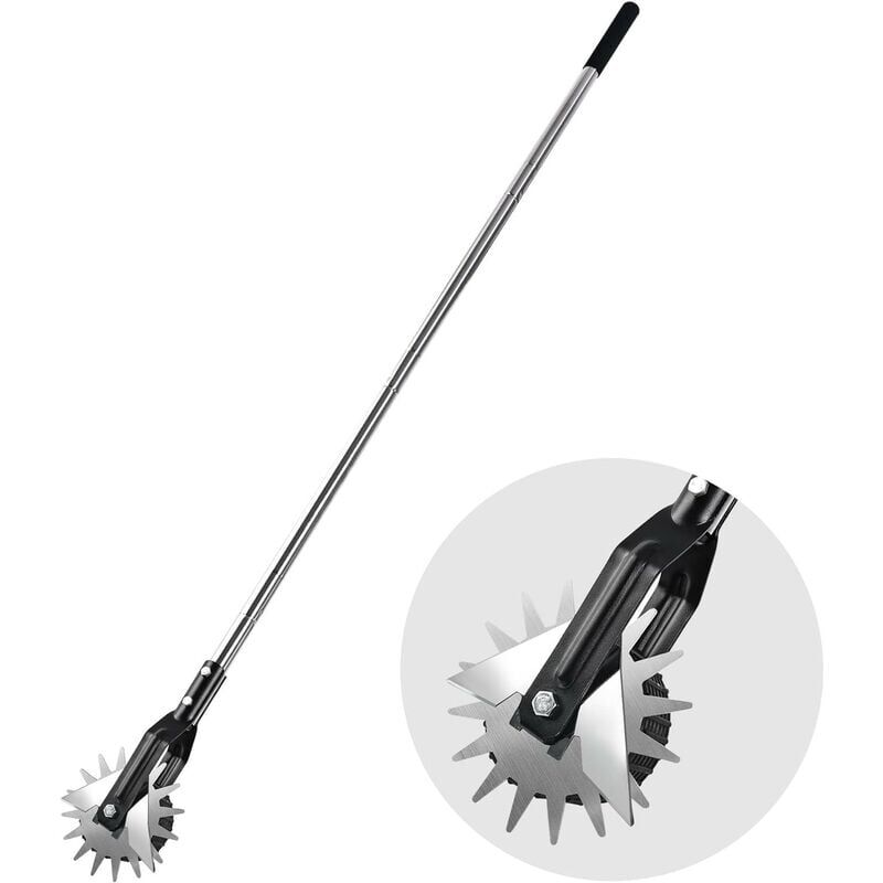 Désherbeur manuel, Coupe-bordure rotatif à roue, poignée solide en acier inoxydable à 3 sections, 160 cm