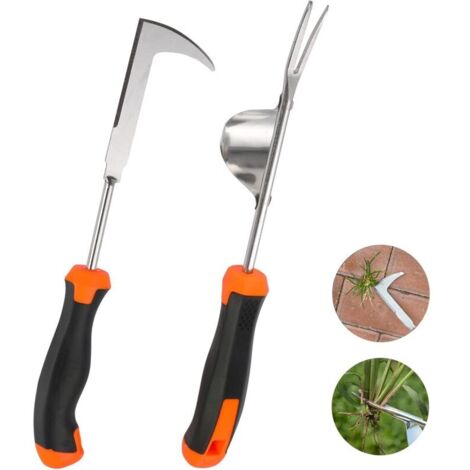 Désherbeur manuel en acier inoxydable - Extracteur de racines avec poignée en caoutchouc antidérapante, outil de jardinage durable pour désherber et éliminer les pissenlits