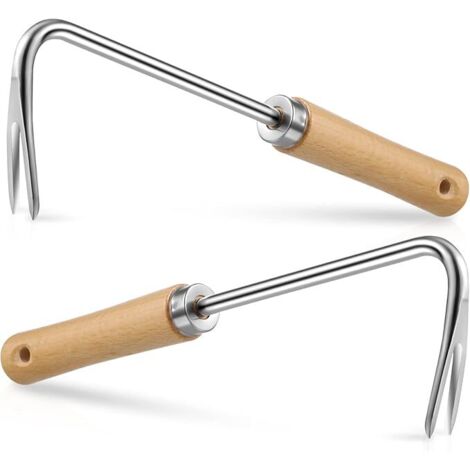 Désherbeur manuel en acier inoxydable, outil d'extraction, couteau de coupe d'herbe, désherbage faucille avec manche en bois pour chardons de jardin