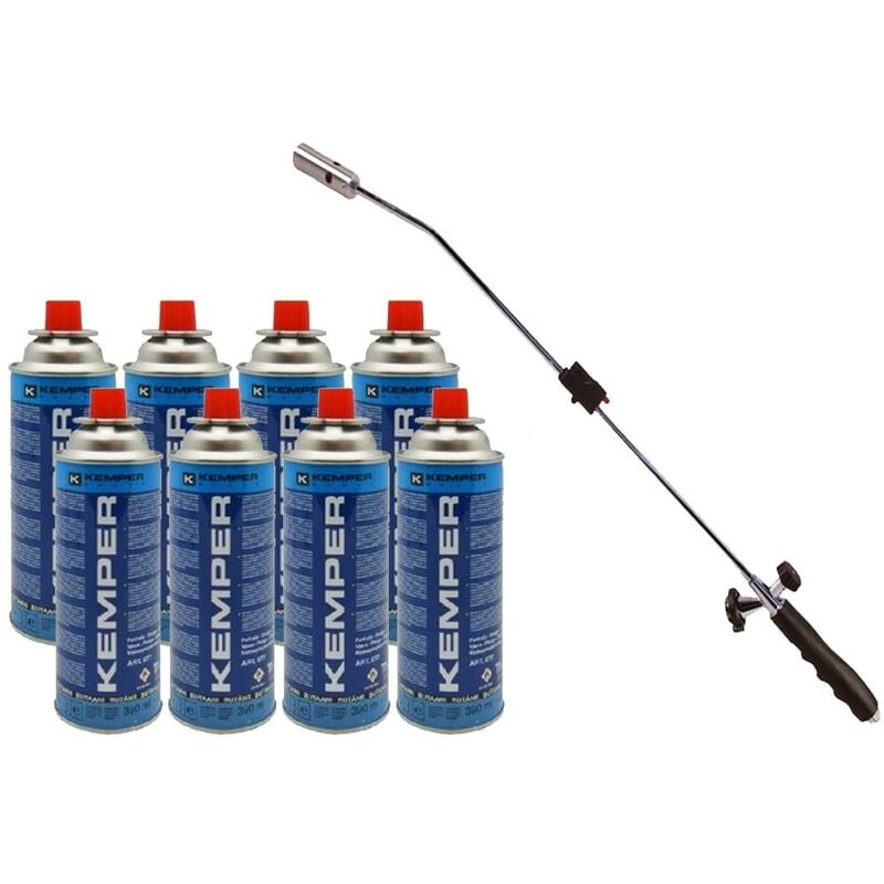 Kemper - Desherbeur thermique piezo Chalumeau gaz + 8 Recharges gaz