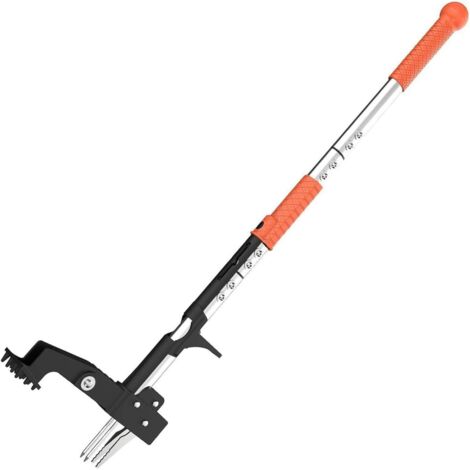 Désherbeur Vertical pour Jardinage, avec Manche Ergonomique de 100 Cm de Long, Griffes en Acier Inoxydable Haute Résistance, Désherbage Manuel, Désherbe sans s'agenouiller