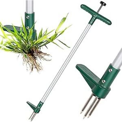 Désherbeur Walensee, longueur 100 cm, à trois mâchoires pour une élimination efficace des mauvaises herbes, griffes et pétales en acier inoxydable épais et trempé, outil de jardin