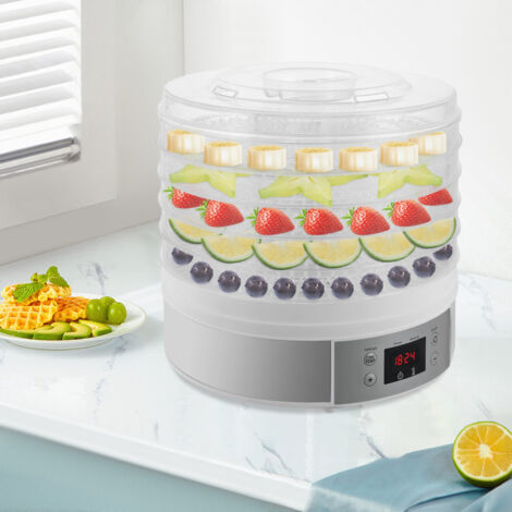Deshidratador de alimentos de 5 niveles, secadora de carne, frutas y verduras, temperatura ajustable 35-68°C