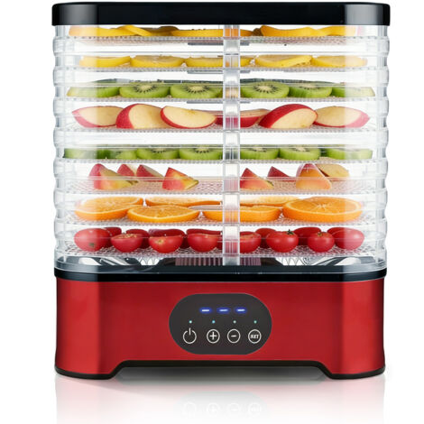Deshidratador de alimentos para carne y fruta deshidratada, 8 bandejas sin BPA, temporizador de 72 horas y control de temperatura hasta 21 °C (70 °F), 200 W. Ideal para hierbas, verduras y carne.