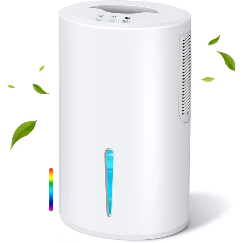 Déshumidificateur 2000ml Déshumidificateur Portable Économe en Énergie,Silencieux, avec 7 Lumières Colorées, Arrêt Automatique, Chambre, Bain
