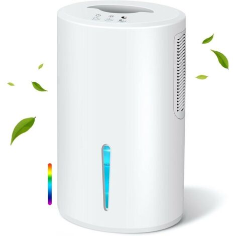 Déshumidificateur, Capacité du réservoir d'eau 2L, 21-40 (㎡), 50-60 (Hz), avec 7 Lumières Colorées, Arrêt Automatique, Blanc
