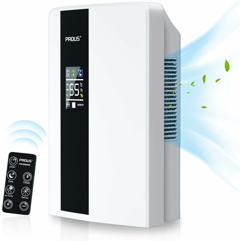 Deshumidificateur d air, 2L Déshumidificateur Effet de Déshumidification Bonne, Tranquille, Purification, Humidité Constante Intelligente, Arrêt