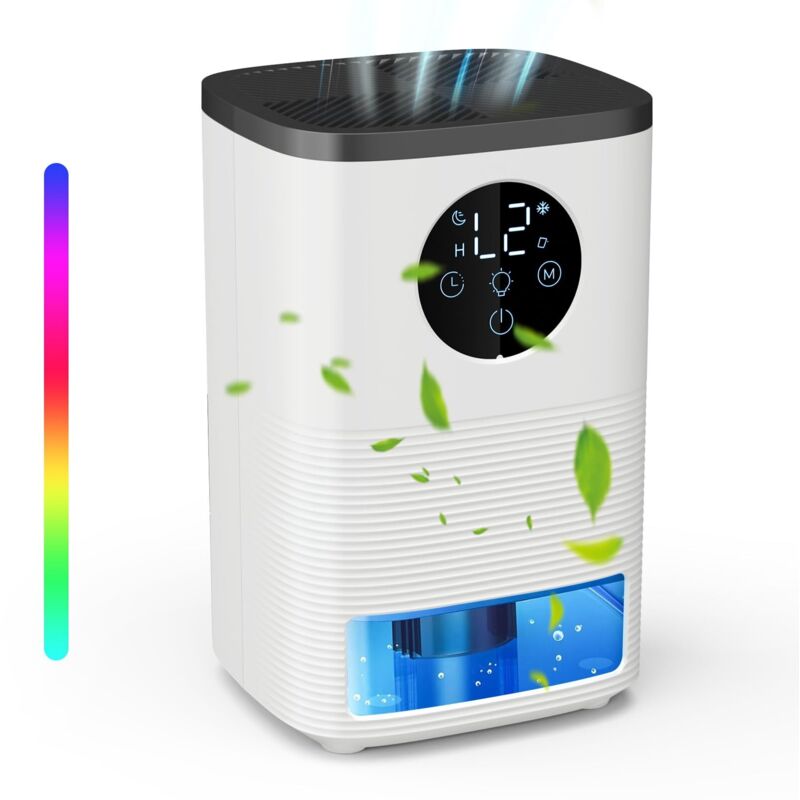 Déshumidificateur d air Electrique, 1400ml Déshumidificateur Silencieux avec 2 Vitesses