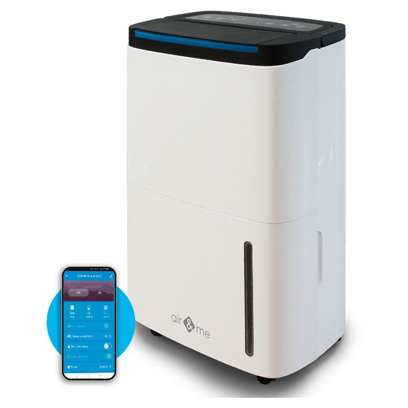 Air&me - Déshumidificateur rohan 50L/j Connecté, avec une puissance de 50 L/jour, fonctionnant par Compresseur