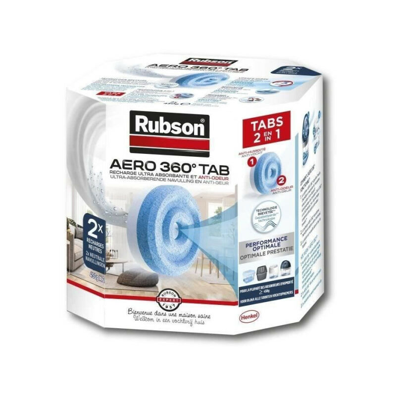 Rubson - Déshumidificateur d'Air Recharge aero 360 Recharge Neutre Lot