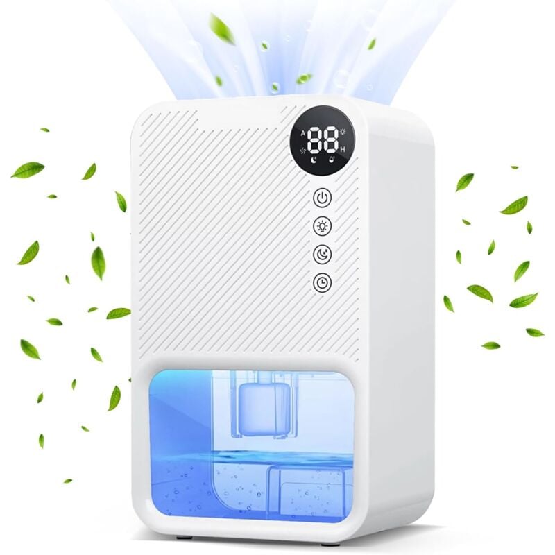 Déshumidificateur de chambre à coucher, réservoir d'eau de 1 100 ml, avec affichage numérique et arrêt automatique, pour chambre, salle de bain,