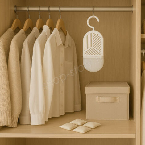 Déshumidificateur de Penderie avec 4 Recharges – Absorbeur d'Humidité Suspendu pour Armoire et Placard