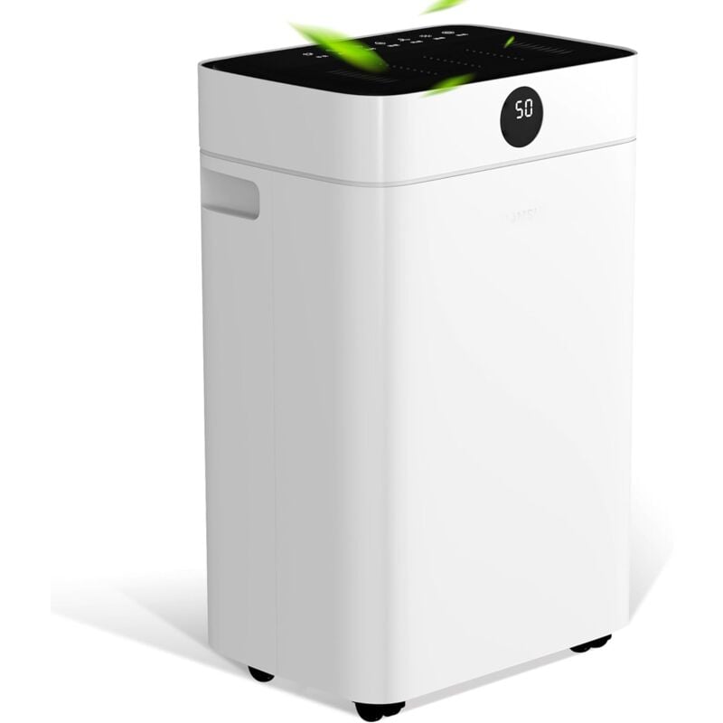 Coocheer - Déshumidificateur électrique 20 l, déshumidificateur pour 195 m³ (30 m²) avec affichage numérique de l'humidité, minuterie 24 h, tuyau de