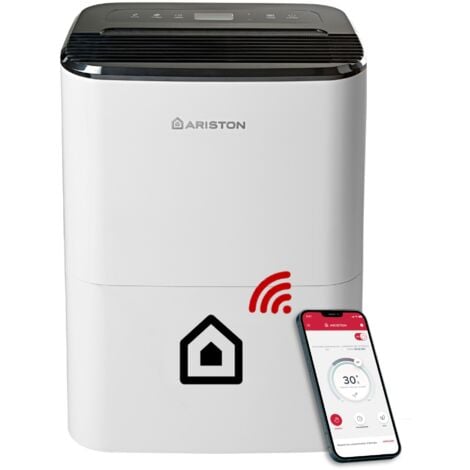 ARISTON GROUP 21S NET WiFi Déshumidificateur Portable Haut de gamme 21L, Contrôle Électronique du niveau d’Humidité, Fonction Buanderie, Silencieux, pour des pièces allant jusqu'à 52 m²