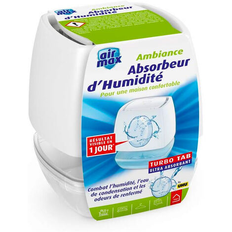 Déshumidificateur Uhu Air Max 100g – Capacité 100g pour petites pièces – Système circulation d'air exclusif – Recharge tablette incluse - Max100ggrisblancsable