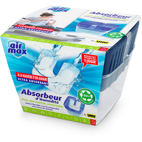 Déshumidificateur ultra-absorbant 450g – Recharge magnétique incluse – Pour espaces confinés – Silencieux et sans énergie – UHU