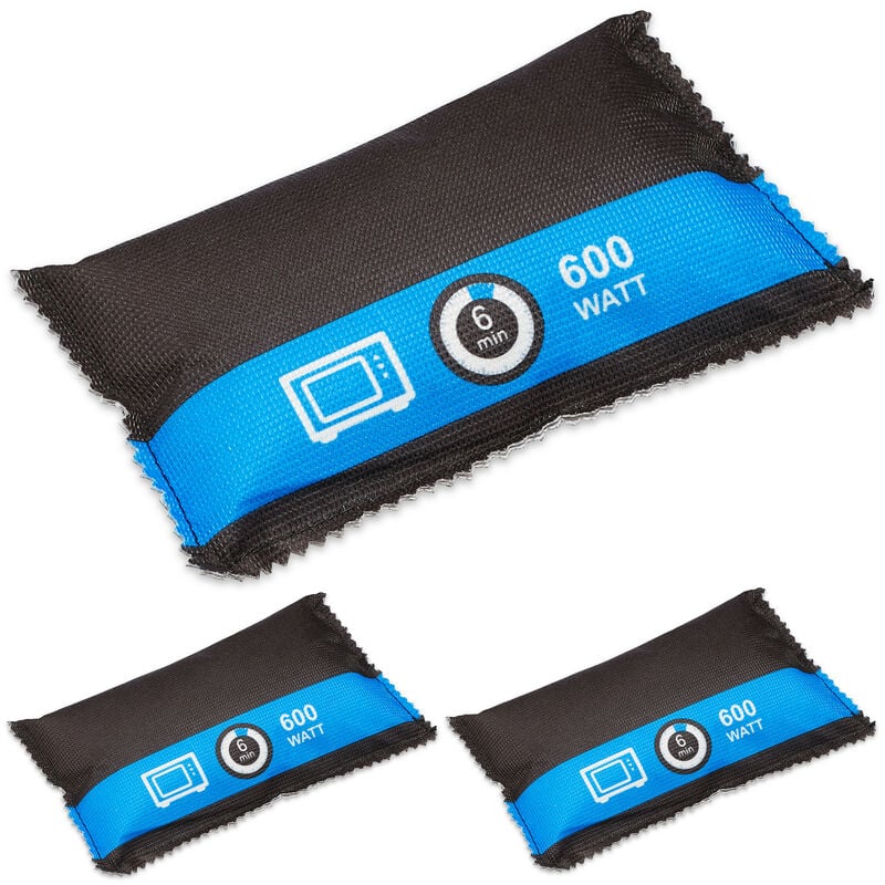 Relaxdays - Déshumidificateur voiture, lot de 3, réutilisable, absorbeur humidité camion, anti-buée, à sécher, noir - bleu