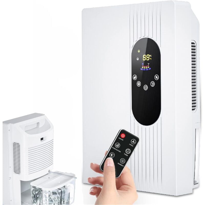 Déshumidificateurs Electrique avec Télécommande 2500 ML, Compact Portable Déshumidificateur d'air pour Maison Cuisine Chambre Coucher Bureau Car