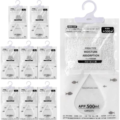 Déshumidificateurs Suspendu, Absorbeur D'humidité, 9 Pièces Sachets Anti Humidite, Résistant l'humidité pour placard, les Sous-sols, Placards, Buanderies (blanche)