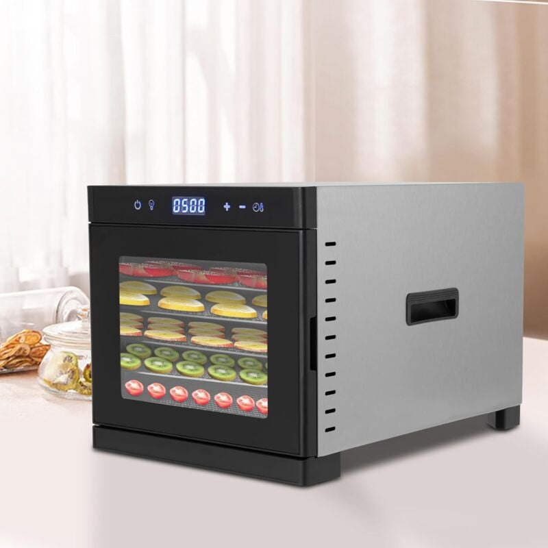 Senderpick - Déshydrateur 6 étages en acier inoxydable, déshydrateur alimentaire avec recettes, 6 plateaux de séchage en acier inoxydable, minuterie