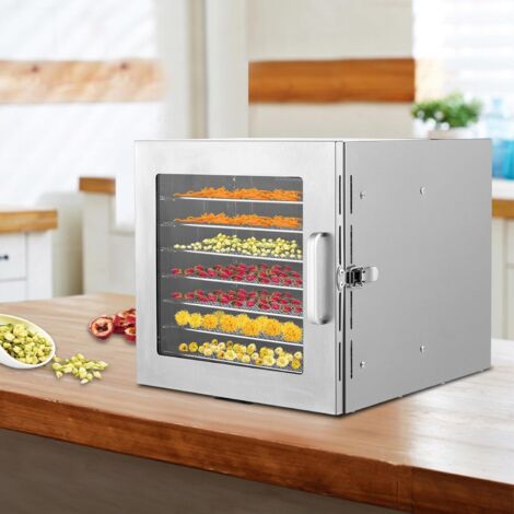 Déshydrateur en acier inoxydable 700 W Déshydrateur alimentaire 8 étages pour fruits, légumes, herbes, viande, collations avec régulateur de température (35-90 °C) et minuterie 24 h