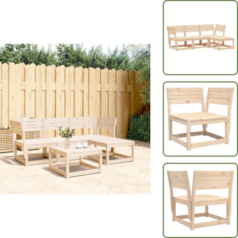 Design a doghe - vidaXL Set Salotto da Giardino 4 pz in Legno Massello di Pino - Seduta angolare