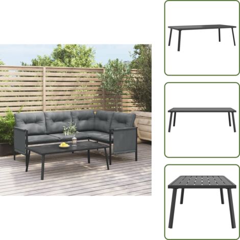 Design a doghe - vidaXL Tavolino da Giardino Antracite 110x55x35 cm Acciaio - Tavolo da esterno