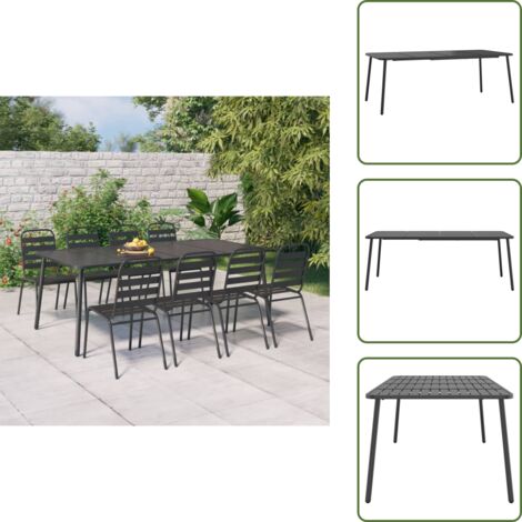Design a doghe - vidaXL Tavolo da Giardino Antracite 200x100x71 cm Acciaio - Tavolo da pranzo