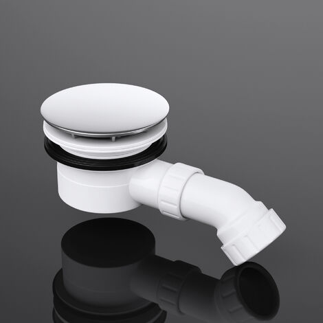 Design Ablaufgarnitur AL02 für Duschtasse mit Ablaufloch von Durchmesser 90mm Geruchsverschluss Abfluss ca 50mm - weiß