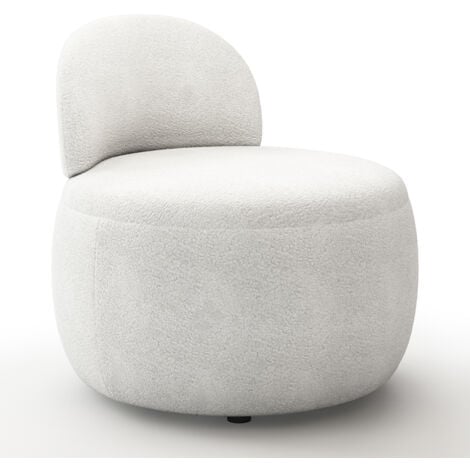 Design Armchair - Upholstered in Boucle Fabric - Melanie White