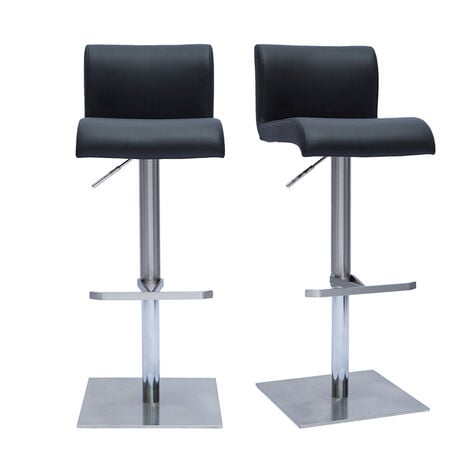 MILIBOO Design-Barhocker höhenverstellbar schwarz gebürsteter Edelstahl (2er-Set) SHEINA