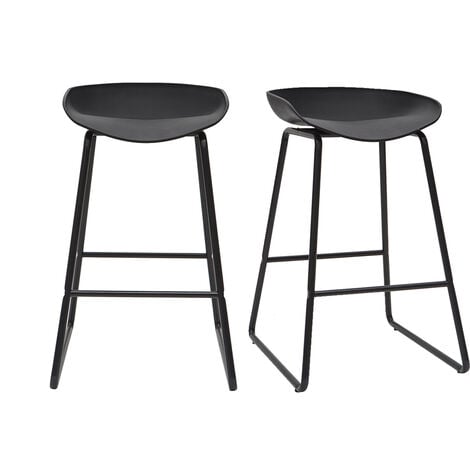 MILIBOO Design-Barhocker Schwarz mit Metallbeinen (2 Stk.) PEBBLE