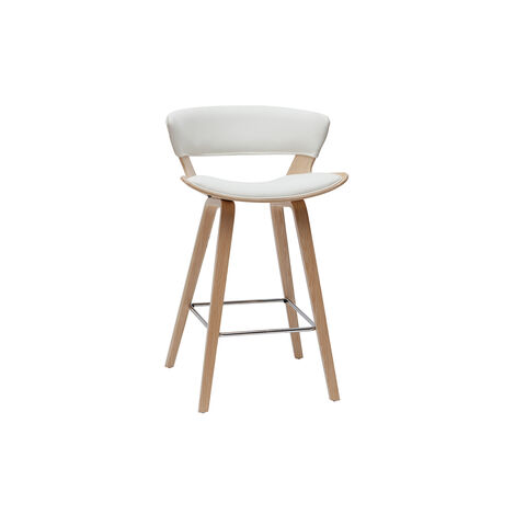 Design-Barhocker weiß und helles Holz H65 cm SYRAH